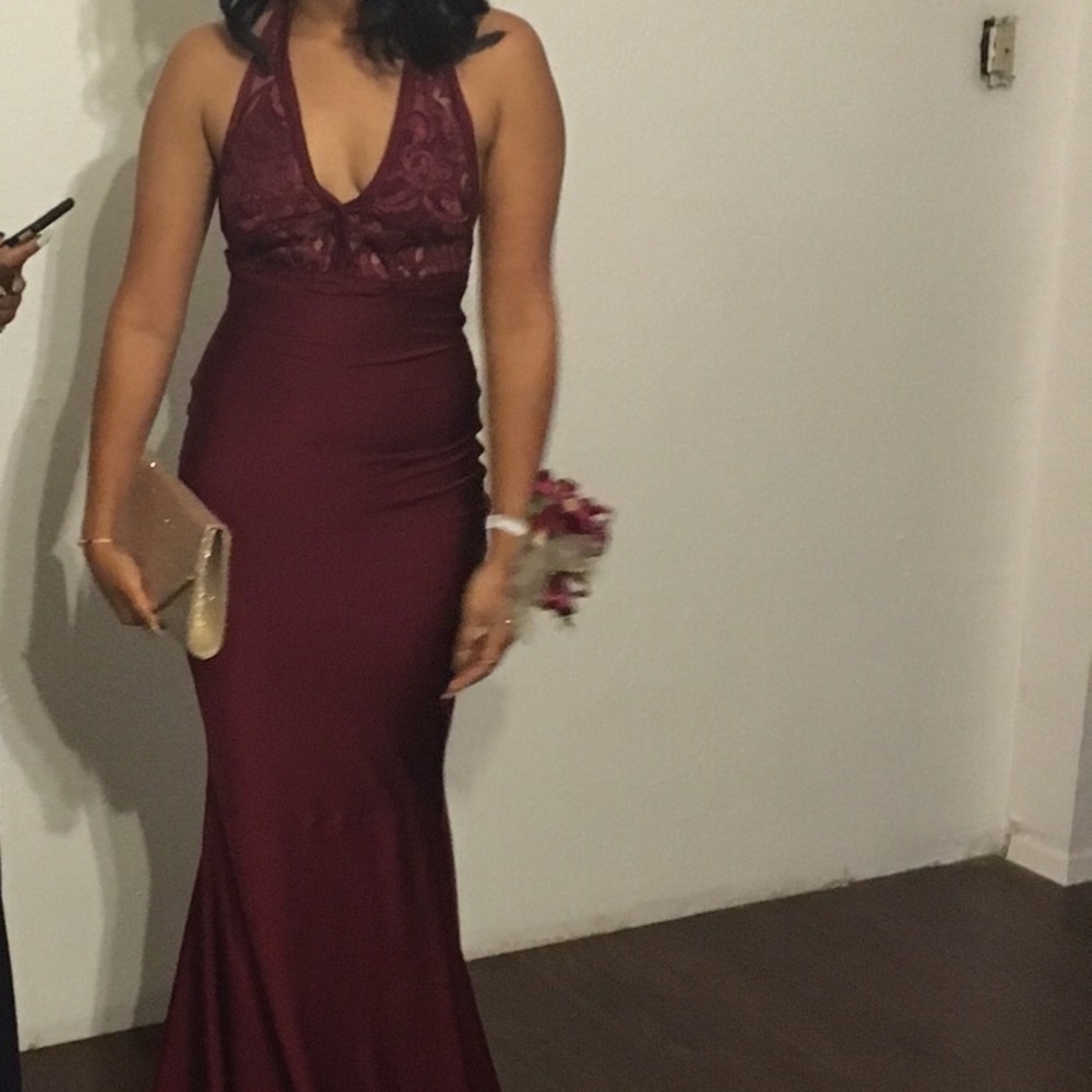 Lace halter, back out dress. Mermaid style,
